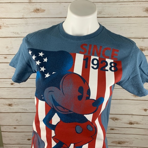 Disney Mickey Mouse & Flag Graphic Blue Tee - Picture 4 of 8
